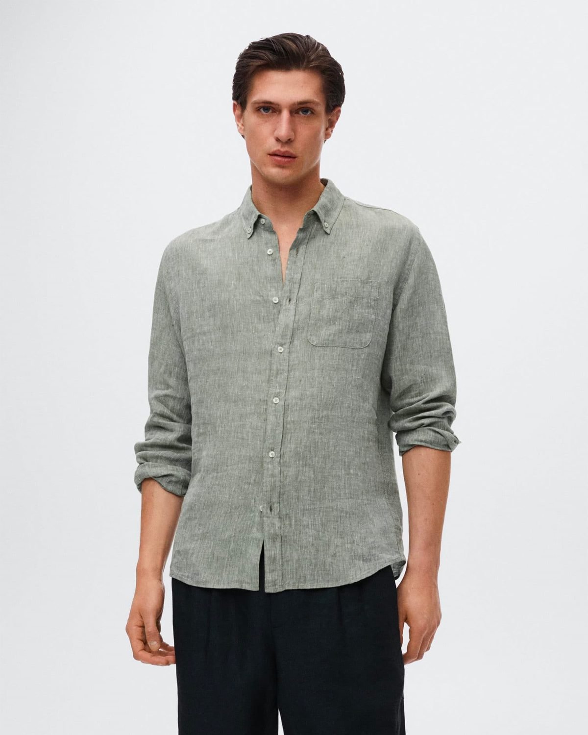 100% linen slim-fit shirt - Image 2